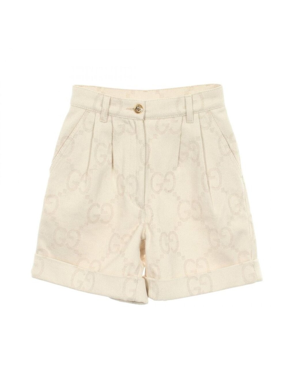 Gucci Jumbo GG Shorts White Cotton Fabric Shorts